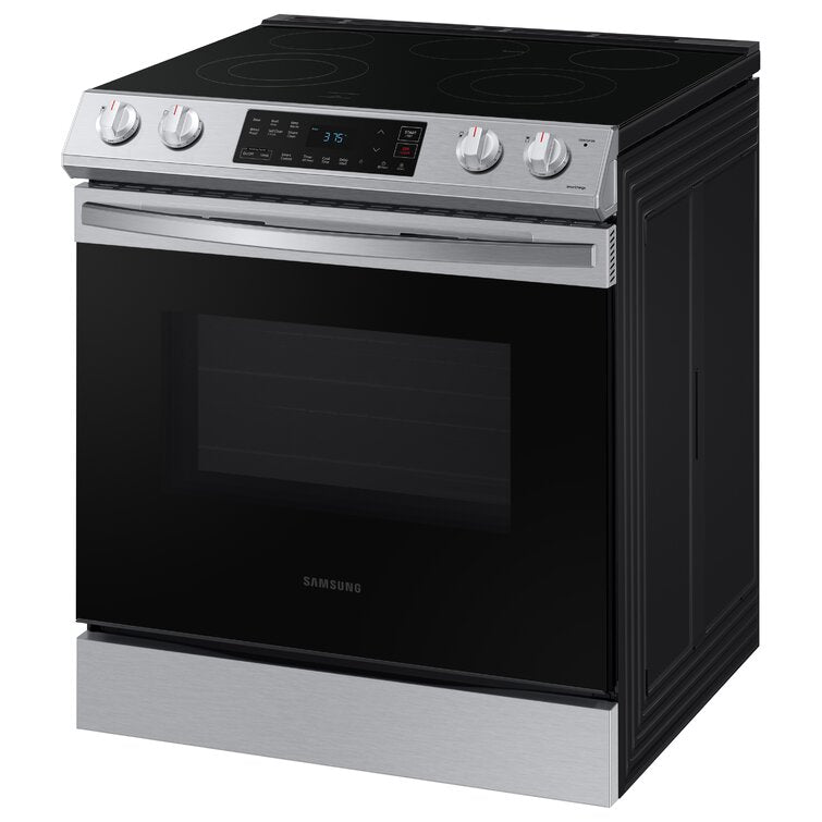 Samsung - 6.3 cu. ft. Front Control Slide-In Electric Range with Wi-Fi, Fingerprint Resistant - Stainless Steel