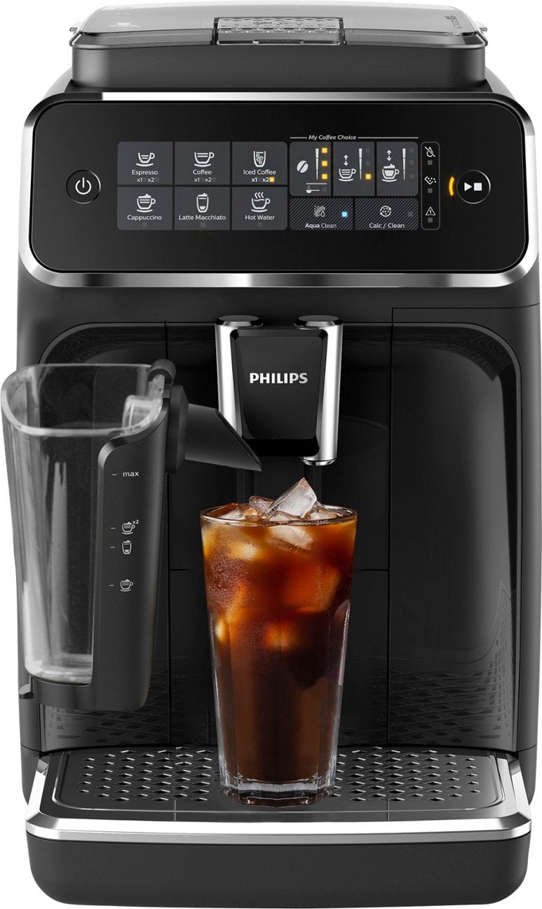 Philips 3200 Series Fully Automatic Espresso Machine with LatteGo Milk Frother and Iced Coffee, 5 Coffee Varieties - Black