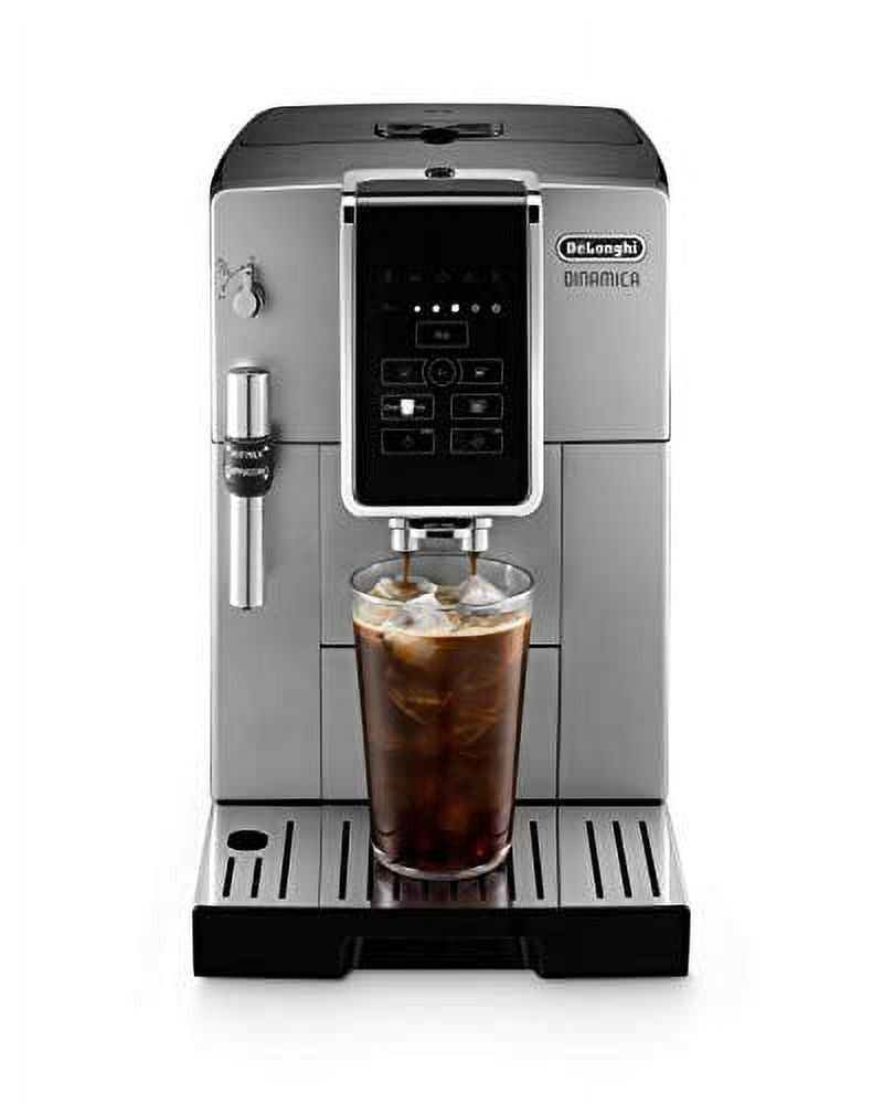 De'Longhi - De’Longhi Dinamica Fully Automatic Coffee and Espresso Machine, with Premium Adjustable Frother - Chrome and Black