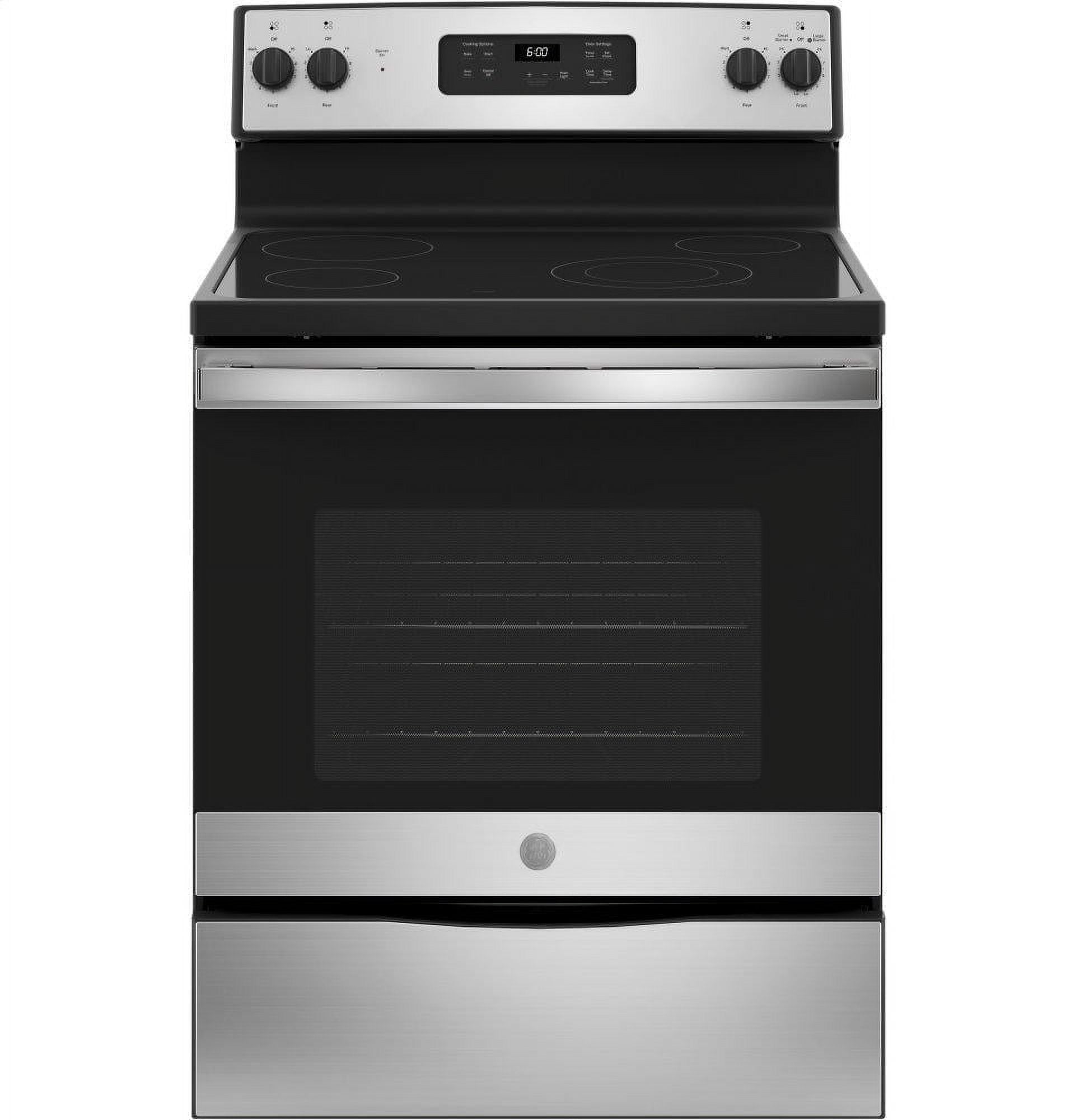 GE - 5.3 Cu. Ft. Freestanding Electric Range with Manual Cleaning - Stainless Steel