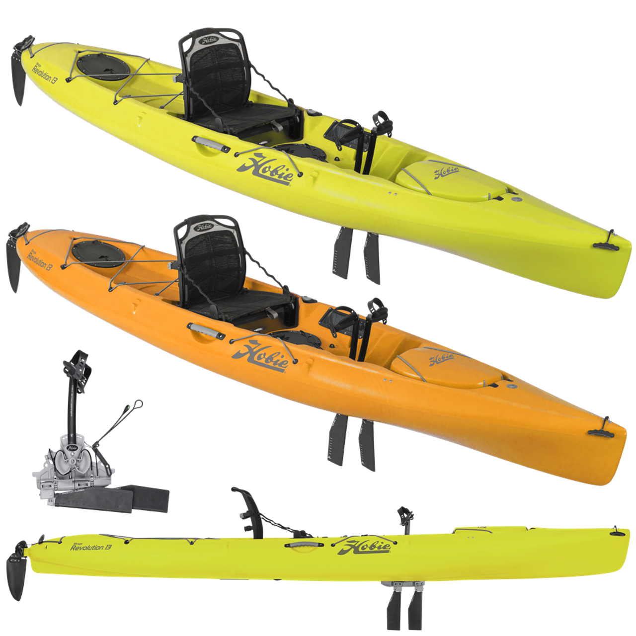 2022 Hobie Mirage Revolution 13 Kayak with Mirage Drive 180 Kick-Up Fins