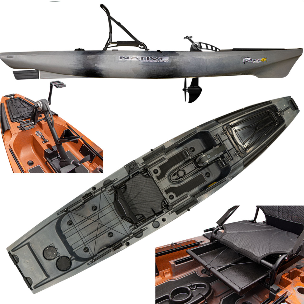 2022 Native Watercraft Slayer Propel 12.5 Max - Fishing Kayak | Grey Goose