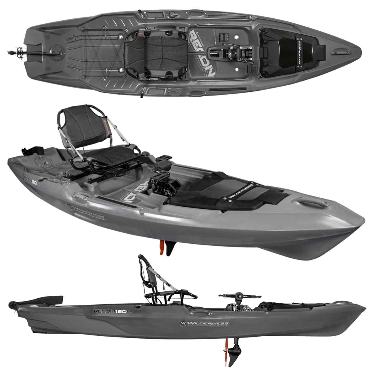 2022 Wilderness Systems Recon 120 HD - Pedal Fishing Kayak | Steel Grey